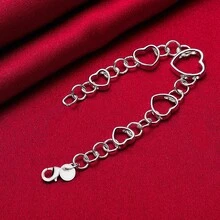 925 Sterling Silver Plated Full Heart Bracelet For Woman Fashion Wedding Engagement Party Jewelry - Silver - View 2