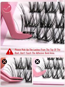 36 Bundles 3-Row D-Curl Pre-Glued Eyelash Clusters, DIY False Eyelash Clusters With Pre-Glue, Self-Adhesive Lash Clusters No Glue Needed, 12-16mm Lash Clusters Suitable For Christmas, Holidays, Valentine's Day Makeup, D-Curl Curly Lashes With Tweezers - D - View 6