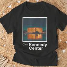 Save Kennedy Center – Support Arts & Culture-Shirt Cotton Black Printed Short Sleeve-Shirt, Vintage Street Style Casual Versatile Top Tee. - 黑色 - 查看 3