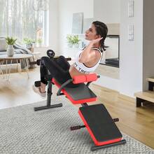 GOFLAME Foldable Weight Bench, Training Bench With Adjustable Backrest, Incline Bench With Foam, Load Up To 130 KG, Sit-Up Bench For Training At Home, Full-Body Training, Adjustable Backrest, Breathable PU Leather, Sturdy Steel Frame, Foldable Design - Red - View 2