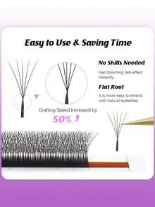 12 Rows 3D 4D 5D W-Shape Eyelash Extension Kit, Narrow Spacing Clover Lashes, Natural Soft Pre-Made Fan-Shaped PBT Cluster W-Lashes, Easy To Fan Out, Matte Black - 0.07 C D 8-15mm Mixed - View 6