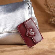 Custom Pu Leather Heart-Shaped Chain Bag - A Simple And Smooth-Textured Rectangular Minimalist Wallet With A Classic And Fashionable Heart-Shaped Keychain Accessory. A Minimalist And Smooth-Textured Rectangular Minimalist Wallet With Personalized Letter Patterns Engraved On Both Sides, Suitable Ofr Daily Use And As A Gift - Multicolor - View 3