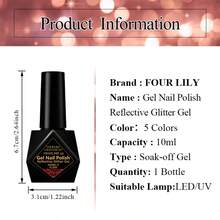 FOUR LILY 反光闪粉凝胶指甲油 闪亮迪斯科DJ LED凝胶指甲油 10毫升 - 彩色 - 查看 6