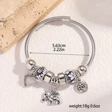 Popular Classic Silver Stainless Steel Bracelet Exquisite Pendant Alloy Adjustable Couple Bracelet - Đen-4 - Xem 3