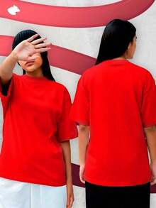 Camiseta Natalina Tumblr Feminina – "Gato árvore de natal" Frente e Costas  – Streetwear | Plus Size - Vermelho - Visão 2