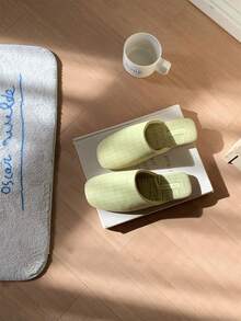 XIXITIAO Sweet Plaid Comfy Lightweight Flat Home Slippers Square Toe Fine Plaid Soft Sole Home Slides All-Season Floor Slippers - Light Green - View 11