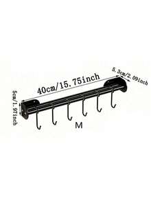 1/2 piezas Estante de pared para utensilios de cocina, barra de colgar moderna, ganchos de almacenamiento, ganchos colgantes móviles, soporte para ollas y cucharas, organizador de cocina, accesorios de cocina - Negro - Ver 11