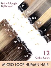 Micro Loop Human Hair Extensions, Silky Soft Hair With Voluminous Ends, Highlight Color Micro Bead Invisible Micro Loop Real Human Hair For Women - 彩色 - 查看 3