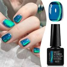 MEET ACROSS 1pc 7ml Jelly Colored Stone Cat Eye Gel Nail Polish, Ultral Shine Gradient Magnetic Semi Permanent Soak Off UV Gel Varnish For Summer Nails, Manicure Nail Art Degign For Home And Salon Nail Supplies - 彩色 - 查看 8
