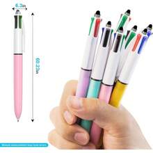 8 - Pack Multicolor Ballpoint Pens With Stylus Tip - 4 Colors In One Red, Blue, Black, Green 1.0mm Smooth Writing Planners - 8 - View 3
