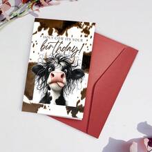 1pc Cute Cow Birthday Card With Envelope - Funny Cow Design With "Happy Birthday" Text, Perfect For Family, Friends - Sets - View 6