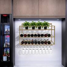 Wine Rack & Wine Glass Rack - Gold - View 7