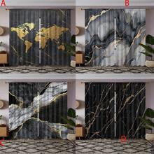 两片装经典大理石纹窗帘，杆袋式设计，半遮光涤纶面料，可机洗，适用于卧室、客厅、餐厅、厨房及其他家居装饰。 - 彩色 - 查看 2