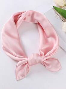 1pc Solid Color 70cm Faux Silk Printed Bandana Scarf, Minimalist Headscarf, Fashion Square Scarf, Elegant Neckerchief, Orange/Green/Red, Suitable For Halloween Costume, Headband, Gift Or Performance Scarf For Dress - 70 Satin - View 4
