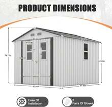 YOPTO 8x8 SF Outdoor Storage Shed,Metal Shed With Lockable Doors &Amp; 4 Daylight Windows,Garden Tool Shed W\/Air Vents &Amp; Sloped Roof, Ideal For Backyard,Patio,Lawn,White - ColorF - 查看 2