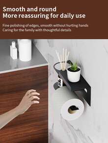 This No-Drill Wall-Mounted Tissue Holder Can Not Only Be Used As A Tissue Box, But Also As A Phone Stand, Suitable For Bathroom And Other Scenarios. Self-Adhesive Bathroom Roll Paper Holder With Phone Stand, Wall-Mounted Toilet Paper Rack - Bathroom Tissue And Towel Rack - Multicolor - View 6