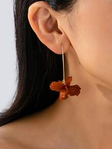 1 par de pendientes florales acrílicos elegantes y retro de moda - Marrón - Ver 11