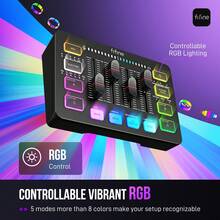 FIFINE Mezclador de audio RGB de 4 canales con entrada de micrófono XLR, alimentación fantasma de 48V, cambiador de voz, efectos de sonido personalizados, controles independientes, botón de silencio, adecuado para podcasting/grabación/transmisión/voz/juegos - Negro - Ver 7