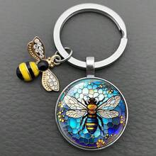 Medvang 1个休闲锌合金蜜蜂钥匙扣，适合春夏佩戴 - 復古銀色 - 查看 9