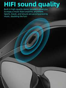 Wireless Smart Sound Multi-Function Bluetooth Glasses, With Wireless Calling, Music Playback, HIFI Sound Quality, HD Lenses, Touch Control, Long Battery Life, Unisex Design And Rechargeable Technology Wireless Smart Glasses Headphones - Black - View 6