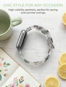 Bracelet de montre en silicone pour femme, style décontracté et jeune, compatible avec Apple Watch (38 mm, 40 mm, 41 mm, 42 mm, 44 mm, 45 mm, 46 mm et 49 mm). Base transparente ornée de fleurs multicolores. Bracelet de rechange pour montre connectée, idéal pour un usage quotidien et les activités de plein air. Un cadeau parfait pour vos proches. - Noir et Blanc - Voir 4
