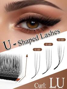 12 Rows U-Shaped 3D 4D 5D Eyelash Extension, New Velvet & Silk U-Shaped W-Curl Flare Lightweight & Fluffy Faux Mink False Eyelashes - LU(M) - View 3