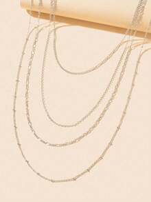 1pc Fashionable Multi-Layer Chains Long Necklace - Bạc cấp độ 2 - Xem 9