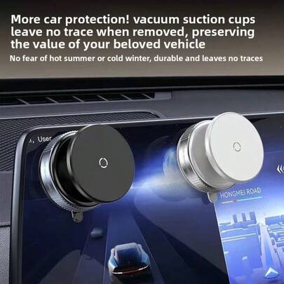 Car Phone Holder, Magnetic Phone Holder, Vacuum Suction Cup Car Phone Holder, No Adhesive Used, Can Be Used Anywhere, Made Of High-Quality Abs, 360° Adjustable Angle Suitable For All Vehicle Models, Multi-Scene Compatible With Iphone, Android Phone, Gift For Birthday, Family, Friends Magnetic, Car Accessories