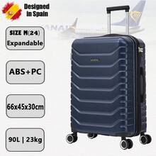 Vali cỡ trung bình bằng nhựa ABS+PC có thể mở rộng, 66x45x27.5cm - Có thể mở rộng thêm 30cm | Dung tích 82L - 90L | Chiều cao 24 inch | Trọng lượng 23kg, Khóa mật mã bán cứng - Màu sắc: Đen/Xanh dương đậm/Vàng/Xanh bạc hà/Vàng hồng/Xanh lá cây/Hồng nhạt/Xanh ngọc - Xanh navy | M | Có thể mở rộng - Xem 1