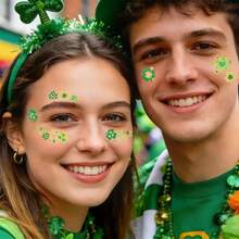 88pcs St Patricks Day Temporary Tattoos Glitter Shamrock Face Tattoos Clover Body Stickers For Irish Party Favors Parades Accessories Saint Patricks Day Decorations Face88 - 彩色 - 查看 6