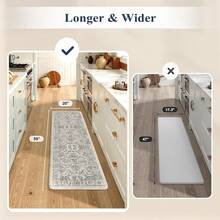 KIMODE Anti Fatigue Kitchen Mats Floor, Boho Floral Kitchen Rugs 17x29.5+17 X47", Cushioned Mats Kitchen Floor, Non Slip Kitchen Floor Mats, Sink, Laundry, Office, Desk Blue Multi E3V1 - Multi-blue - View 8