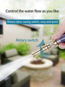 实心黄铜高压直喷水枪，多功能家用浇水、园艺、洗车、冲洗喷嘴 - 金色 - 查看 3