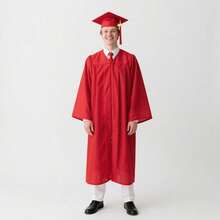2026 Unisex Matte Graduation Gown And Cap Set With Tassel For Middle High School Bachelor - Red - View 6