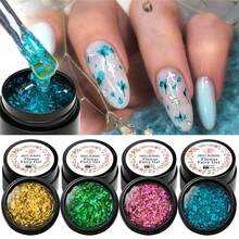 Mtssii 5毫升 DIY 干花胶指甲油 天然花仙子系列混合指甲油 半永久可卸 UV 指甲油凝胶彩绘颜料 花朵凝胶 需要底油和封层 - 藍色 - 查看 7