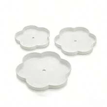 3-Tier Flower-Shaped Clear Plastic Dessert Stand Trays (15/22/25cm) - Three Trays Of White Cherry Blossoms - View 5