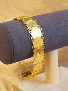 Copper Plated Bracelet, Men's And Women's Wedding Accessories, High-Quality Shiny Patterns, Hand Woven Bracelet - Golden - View 8