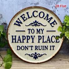 ️2D Flat, Antique Metal Welcome Sign - Welcome To My Happy Place, Don't Ruin It -.8X.8inch , Vintage Iron Wall Decoration With Floral Decoration, Suitable For Home, Porch, Garden, Cafe, Bar, Etc., Outdoor Vintage Iron Wall Art, Metal Wall Decoration,Valentines Decor,Wall Decor,Room Decor,Bathroom Deccor,Home Decor,Wall Art,Welcome Metal Sign,Vintage Iron Plaque,2D Wall Art,Porch Garden Decor,Antique Wall Sign,Home Wall Plaque,Cafe Bar Decor,Floral Metal Art,Outdoor Iron Sign,Retro Wall Plaque - A - Xem 7