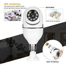 8MP E27 Bulb Surveillance Camera Wifi IP PTZ CCTV Camera 10X Zoom Color Night Vision Human Tracking Security Baby Monitor Cam - Blanco - Ver 5