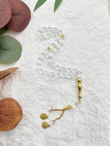 33 piezas Pulsera de cuentas de oración islámicas ovaladas de vidrio transparente - multicolor - Ver 7