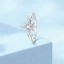 925纯银日月星辰永恒真爱戒指，镶嵌精美立方氧化锆钻石，适合作为结婚首饰、生日礼物和情人节礼物。 - 淺藍色 - 查看 10