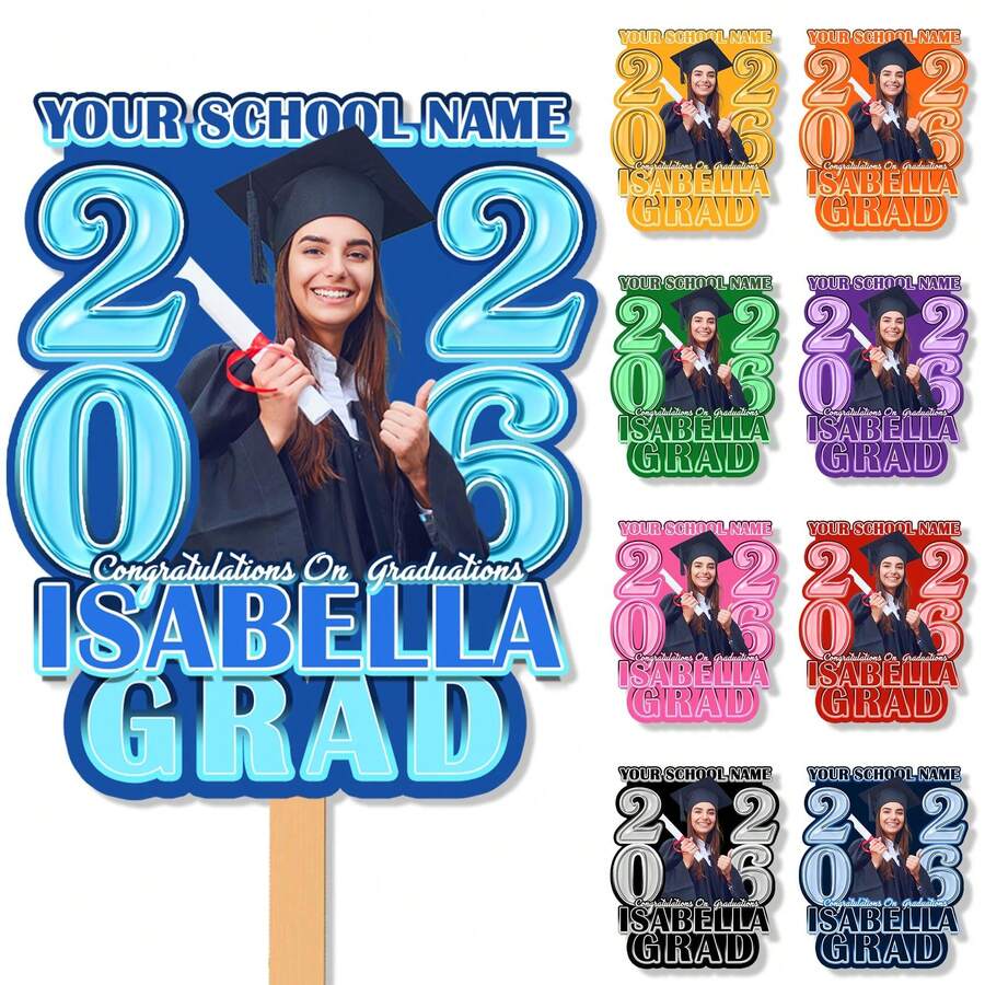 Personalized Face Fan With Wooden Handle Custom Photo Head Fan 2026 Graduation Birthday Party Favors Creative Celebration Prop - Color 1 - View 1