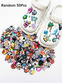 50pcs Cartoon Random Shoe Decorations Accessories Charms For Clogs Bubble Slides Sandals, Gift Idea For Birthday Christmas Halloween Party Favors - 彩色 - 查看 10