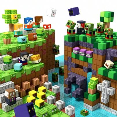 48/100/200/300pcs Magnetic Building Blocks Mine World Magnetic Brick Plants Zombies War Construction Cube Toys Set STEM Education Montessori Sensory For Kid 2026 Best Gift Toy For 3+ Boy Girl Children