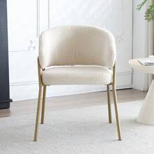 White Dining Chair, Modern Velvet Spray Gold Dining Chair In Gold Finish (1 Pc), Dining Chair With Golden Legs - White - View 4