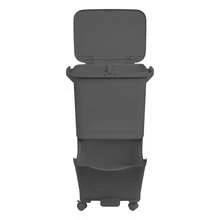Interior Lixeira de reciclagem com separação seletiva, pedal, rodas e alça, compartimentos duplos, preto antracite, 38L (24L + 14L) - Cinza - Ver 7