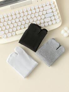 1/3 Pairs Unisex Two-Toe Mid-Calf Socks, Spring/Summer Split-Toe Socks, Pig Hoof Design, Soft & Comfortable, Black/White/Gray - Multicolor - View 5