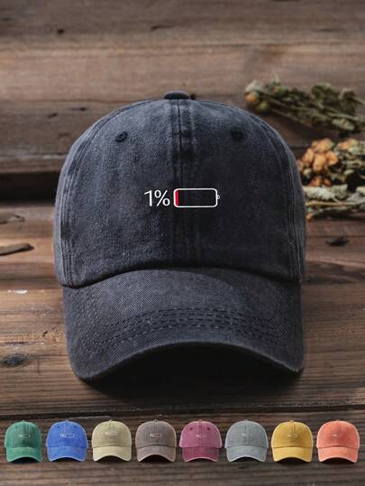 1pc Printed 1% Battery Washed Baseball Cap, Adjustable Outdoor Sun Protection Casual Hat Suitable For Spring/Autumn Travel Beach Vacation, Men Y2K Style Cap