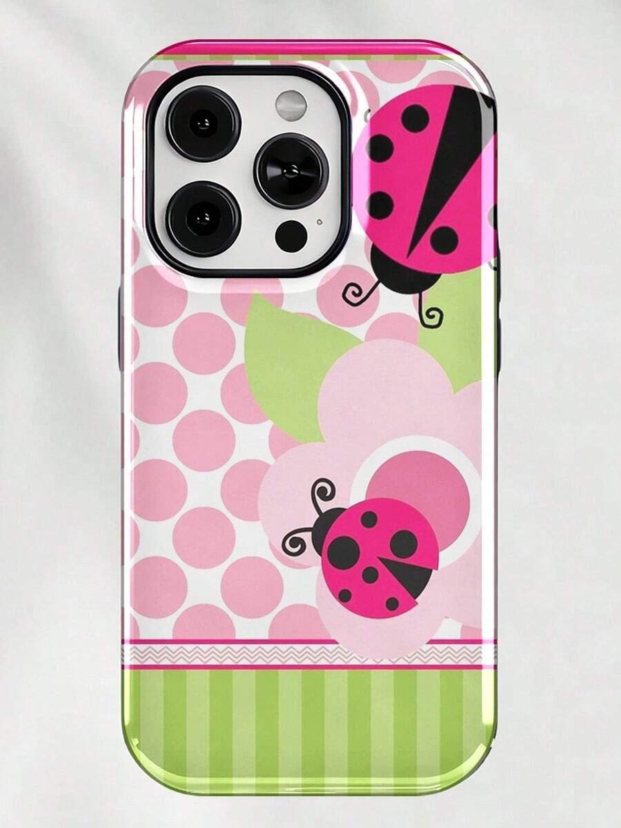 Premium 16 Plus Case High-Quality Ladybugs Flowers Polka Dots Pattern That Won't Peel Off Hybrid Shock-Resistant Protective Case High-Quality Apple Phone Case - Nhiều màu - Xem 1