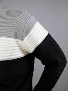 Men's Knitted Sweater, Round Neck, Long Sleeves, Premium Wool, Basic And Comfortable Winter Clothing - Gola Preto - Xem 2