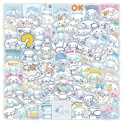 SANRIO 102 Stück  Aufkleber Set -  süßer Hund & pastellfarbene Dekoration für Handy & Tagebuch
